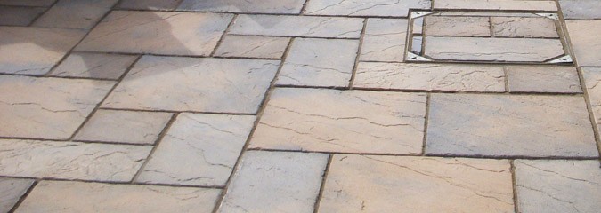Garden sandstone paving
